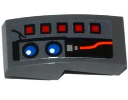 Slope, Curved 2 x 1 x 2/3 with 5 Red Buttons, 2 Blue Lights and Red Wire Pattern (Sticker) - Set 70601