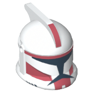 Lego Helmet Clone Trooper Phase 1, with Side Holes, Red Markings Print / White