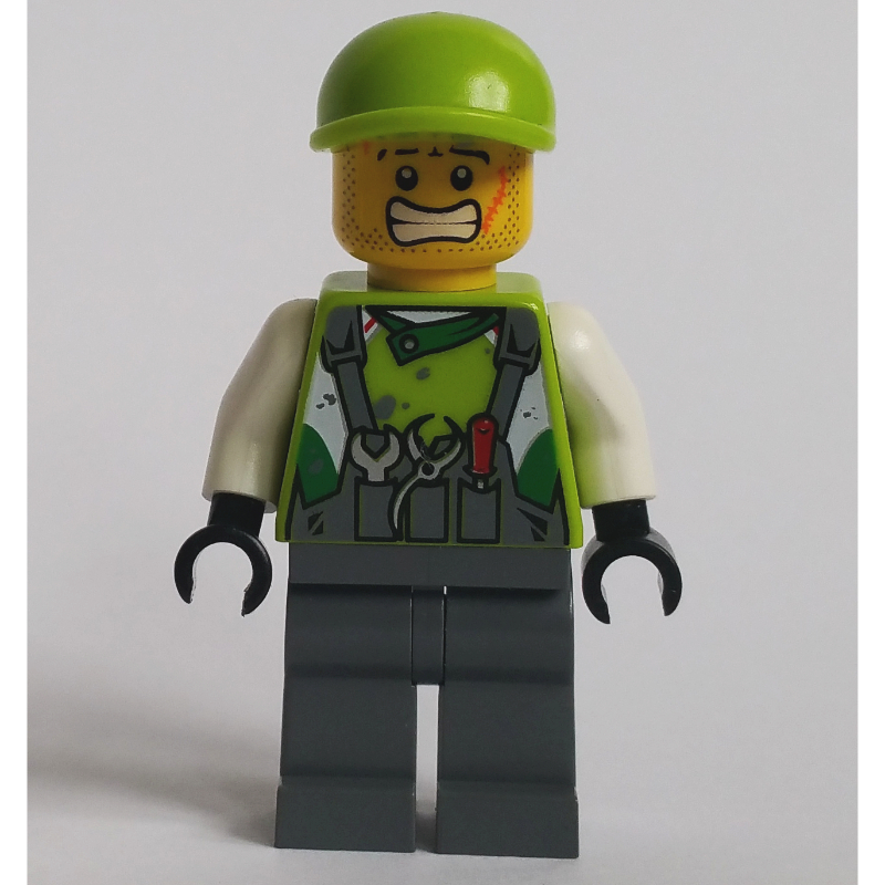 Lego Crew Member Lime Torso, Dark Bluish Grey Legs 3