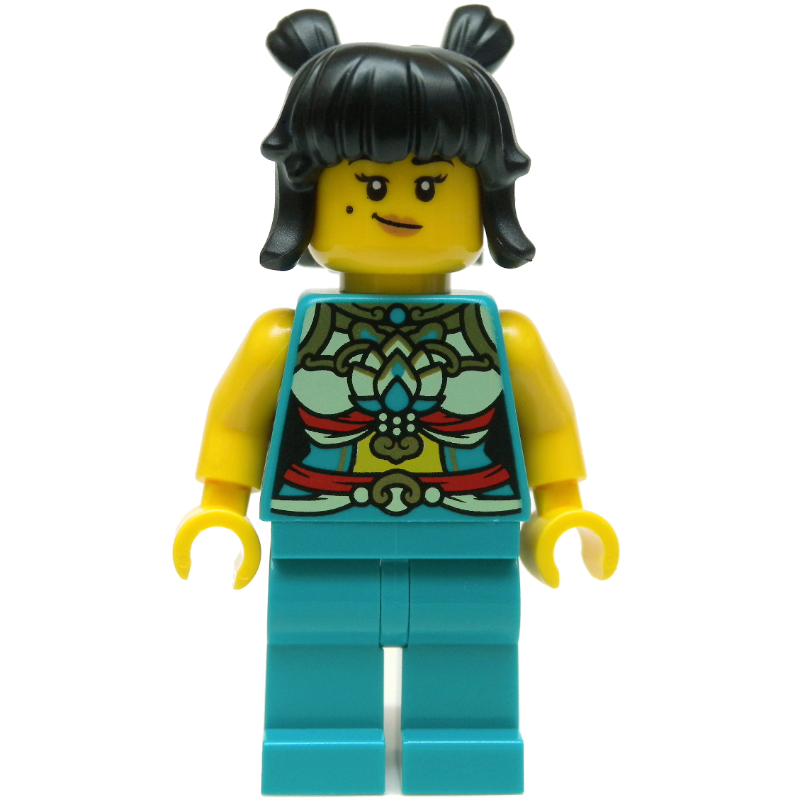 Lego Dark Turquoise Torso, Chinese Decorations, Dark Turquoise Legs, Black Hair 2 Bunds
