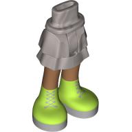 Lego Minidoll Hips and Layered Skirt with Medium Nougat Legs, Lime Shoes, Flat Silver Soles, Laces / Flat Silver