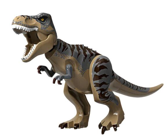 Lego Dinosaur Tyrannosaurus rex with Dark Bluish Gray Back and Dark Brown Markings