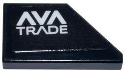 Tile, Modified 1 x 2 Wedge Left with White 'AVA TRADE' Logo Pattern (Sticker) - Set 77245