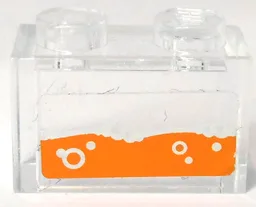 Brick 1 x 2 without Bottom Tube with Orange Water and Bubbles Pattern (Sticker) - Set 70317