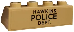 Slope 45 2 x 4 with Black 'HAWKINS POLICE DEPT.' on Tan Background Pattern (Sticker) - Set 75810