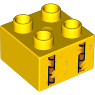 Lego Duplo Brick 2 x 2 With Hay Print / Yellow
