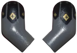 Arm, (Matching Left and Right) Pair with Black Armor and Gold Diamonds Pattern / Dark Bluish Gray