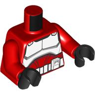 Lego Torso Armor Clone Trooper Coruscant Commander with White Markings and Belt print, Red Arms, Black Hands / Red