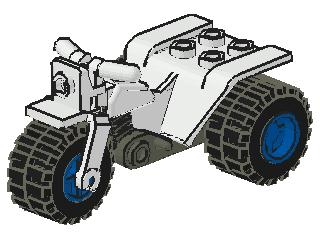 Lego Tricycle with Dark Gray Chassis and Blue Wheels - Notched Holes on Rear Wheels