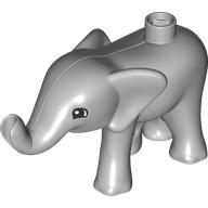 Lego Duplo Animal Elephant Baby Walking with Semicircular Eyes Print / Light Bluish Gray