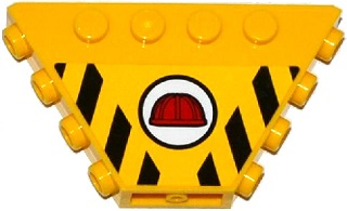 Lego Vehicle, Tipper End Flat without Pins with Red Construction Helmet in White Circle and Black and Yellow Danger Stripes Pattern (Sticker) - Set 60075