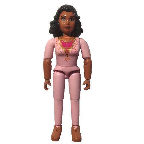 Lego Belville Figure Articulated Elbows, Female, Black Hair, Light Pink Torso and Legs (Safran) / [No Color/Any Color]