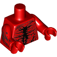 Lego Torso Muscles with Black Lines Print, Red Arms and Hands / Red