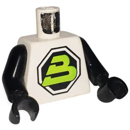 Torso, Blacktron II Logo Print, Black Arms and Hands / White