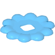 Lego Clikits Icon Accent, Flower 3 5/8 x 3 5/8, 10 Petals with Raised Border / Trans-Light Royal Blue
