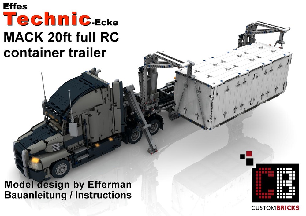 Lego Custom 42028 full RC 20ft container trailer