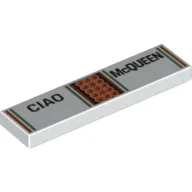 Tile 1 x 4 with 'CIAO' and 'McQUEEN' Print / White