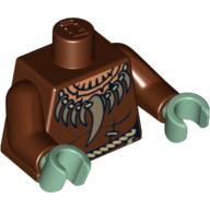Lego Torso Tunic, Tooth Necklace and Rope Belt Print, Reddish Brown Arms, Sand Green Hands / Reddish Brown
