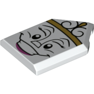 Lego Tile Special 2 x 3 Pentagonal with Face Print (Madame de la Grande Bouche) / White