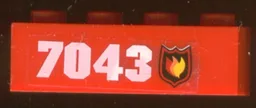 Brick 1 x 4 with Fire Logo Badge and '7043' Pattern Right (Sticker) - Set 7043