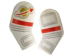Arm, (Matching Left and Right) Pair with Astronaut Spacesuit Panels, Gold Classic Space Logo, Red Stripe and 3 Light Bluish Gray Lines Pattern / White
