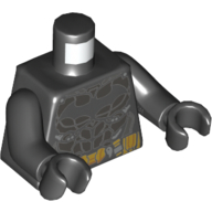 Lego Torso Armor with Black Bat Logo, Pearl Titanium Breastplate, Gold Utility Belt Print, Black Arms and Hands / Black