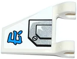 Flag 2 x 2 Trapezoid with Flat Edge with Silver Armor Plate, Blue Ninjago Logogram 'Ice' Pattern Model Left Side (Sticker) - Set 70737