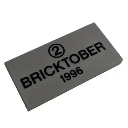 Tile 2 x 4 with '2' in Circle, 'BRICKTOBER 1996' Print / Light Bluish Gray