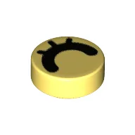 Tile Round 1 x 1 with Black Closed Eye / Eyelash Print / Bright Light Yellow