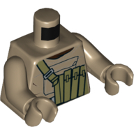 Lego Torso Jacket with Large Central Pocket and Olive Green Pocket on Shoulder Strap Print (Resistance Trooper), Dark Tan Arms and Hands / Dark Tan