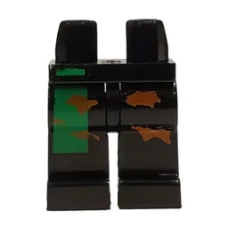Hips and Black Legs with Green Stripe and Brown Camouflage Spots Print / Black