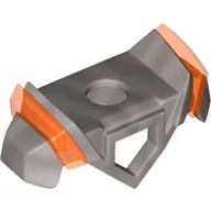 Minifig Neckwear Armor with Pentagonal Hole in Front, 2 Studs on Back, and Angular Shoulders with Trans-Neon Orange Ridges Pattern / Flat Silver