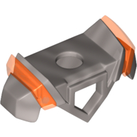 Lego Minifig Neckwear Armor with Pentagonal Hole in Front, 2 Studs on Back, and Angular Shoulders with Trans-Neon Orange Ridges Pattern / Flat Silver