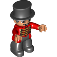 Lego Duplo Figure with Top Hat (Silkhat), Mustache (Circus Ringmaster) / Red
