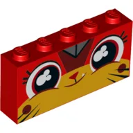 Brick 1 x 5 x 2 with Happy Unikitty, Red Eyes, Puffed Cheeks Print / Red