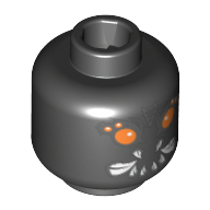 Lego Minifig Head Craniac, Red Eyes and White Fangs Print [Blocked Open Stud] / Black
