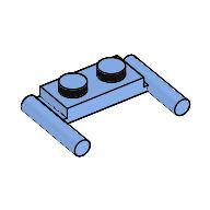 Lego Plate Special 1 x 2 with Handles [Flat Ends / Low Attachment] / Medium Blue