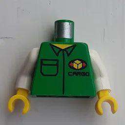 Torso, Shirt with Cargo Logo Print, White Arms, Yellow Hands / Green
