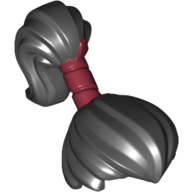 Lego Hair Ponytail High with Dark Red Band Pattern / Black
