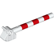 Lego Duplo Train Barrier / Crossing Gate with Lever and Red Stripe Print / White