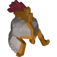 Lego Helmet Castle with Cheek and Nose Protection with Gold Trim and Crest with Red Tips Print / Flat Silver