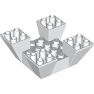 Brick Sloped Inverted 65° 6 x 6 x 2 Quad with Cutouts / White