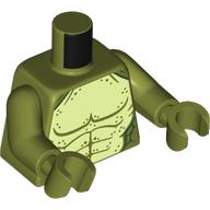 Lego Torso, Yellowish Green Lizard Chest print, Olive Green Arms, Olive Green Hands / Olive Green