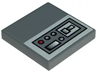 Tile 2 x 2 with SW Jedi Starfighter Control Panel with Buttons on Light Bluish Gray Background Pattern Model Right Side (Sticker) - Sets 7256 / 7283