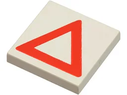 Tile 2 x 2 with Red Warning Triangle Print