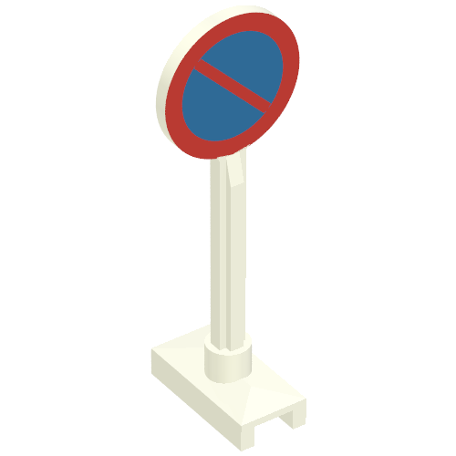 Lego Road Sign Round with No Parking Print / White