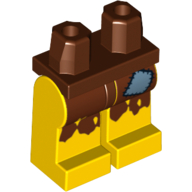 Lego Hips and Yellow Legs with Castaway Rags and Patch Print / Reddish Brown