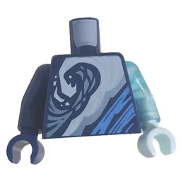 Torso, Odd Arms and Hands, Light Aqua, Azure, and Blue Swirls Print, Left Trans-Light Blue Arm and Light Aqua Hand, Right Dark Blue Arm Hand / Dark Blue