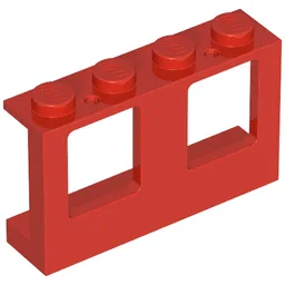 Window 1 x 4 x 2 Plane, Solid Studs / Red