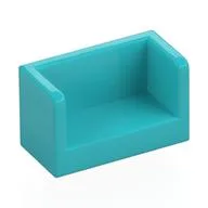 Panel 1 x 2 x 1 with Rounded Corners and 2 Sides / Medium Azure